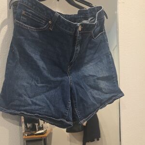 Seven7 Dark Blue High-Rise Denim Shorts